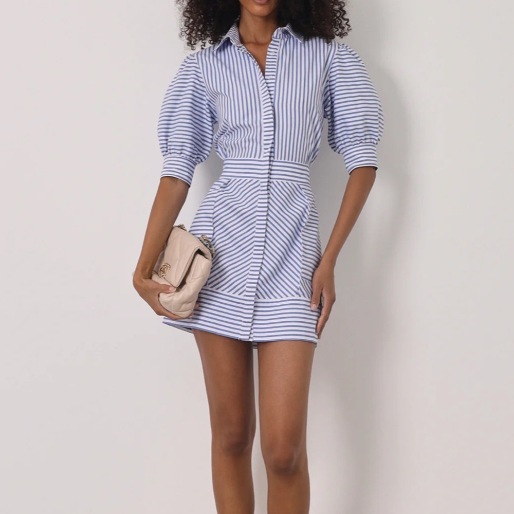 Vita Grace Levante Stripe Dress on Blue and White